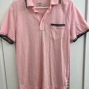 Brooks Brothers Retro Pink Polo with Black Accents Slub Cotton M Red Fleece